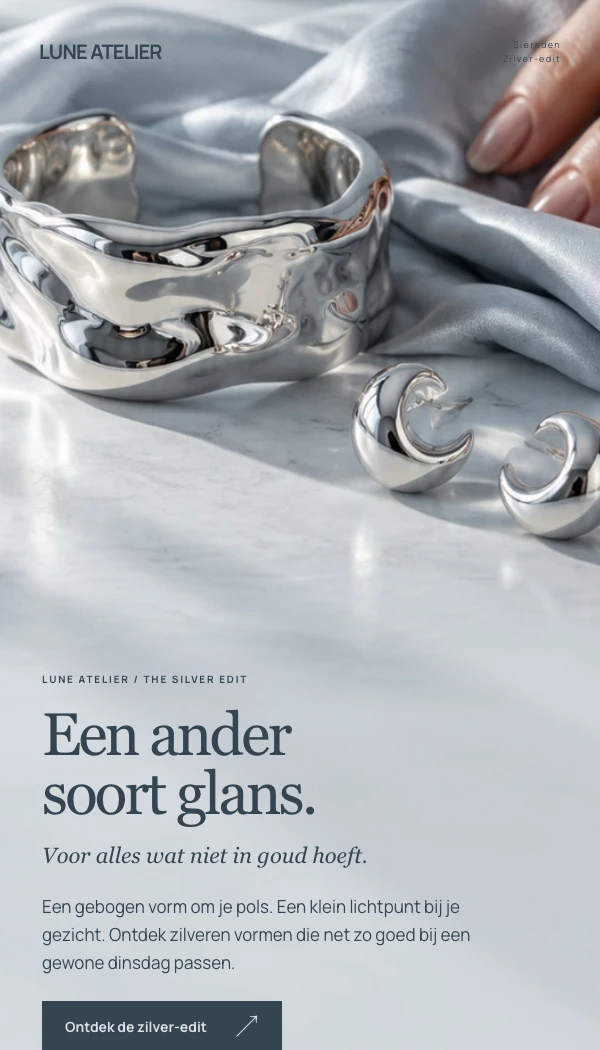 E-maildesignconcept LUNE ATELIER: Zilver-edit